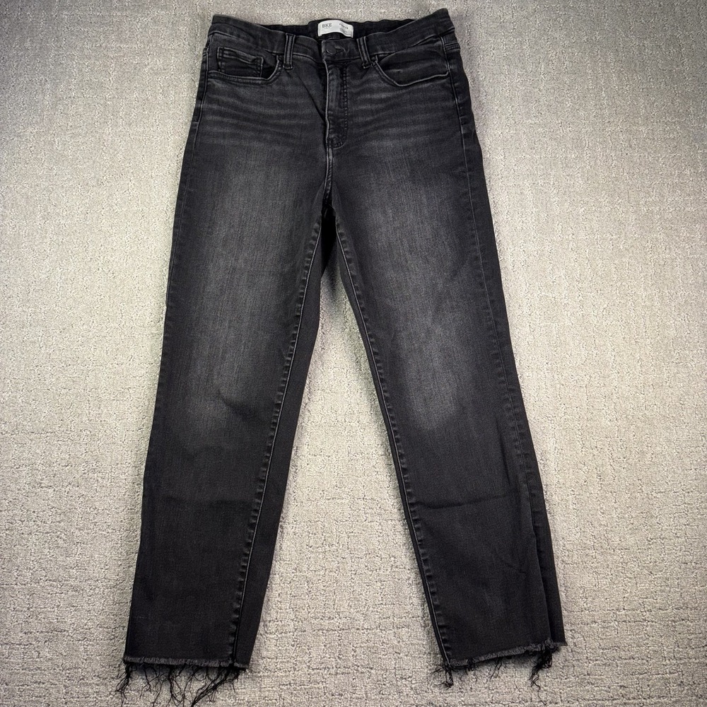 BKE Parker Jeans Universal Fit 30x28 Black High Rise Cropped Straight Raw Hem